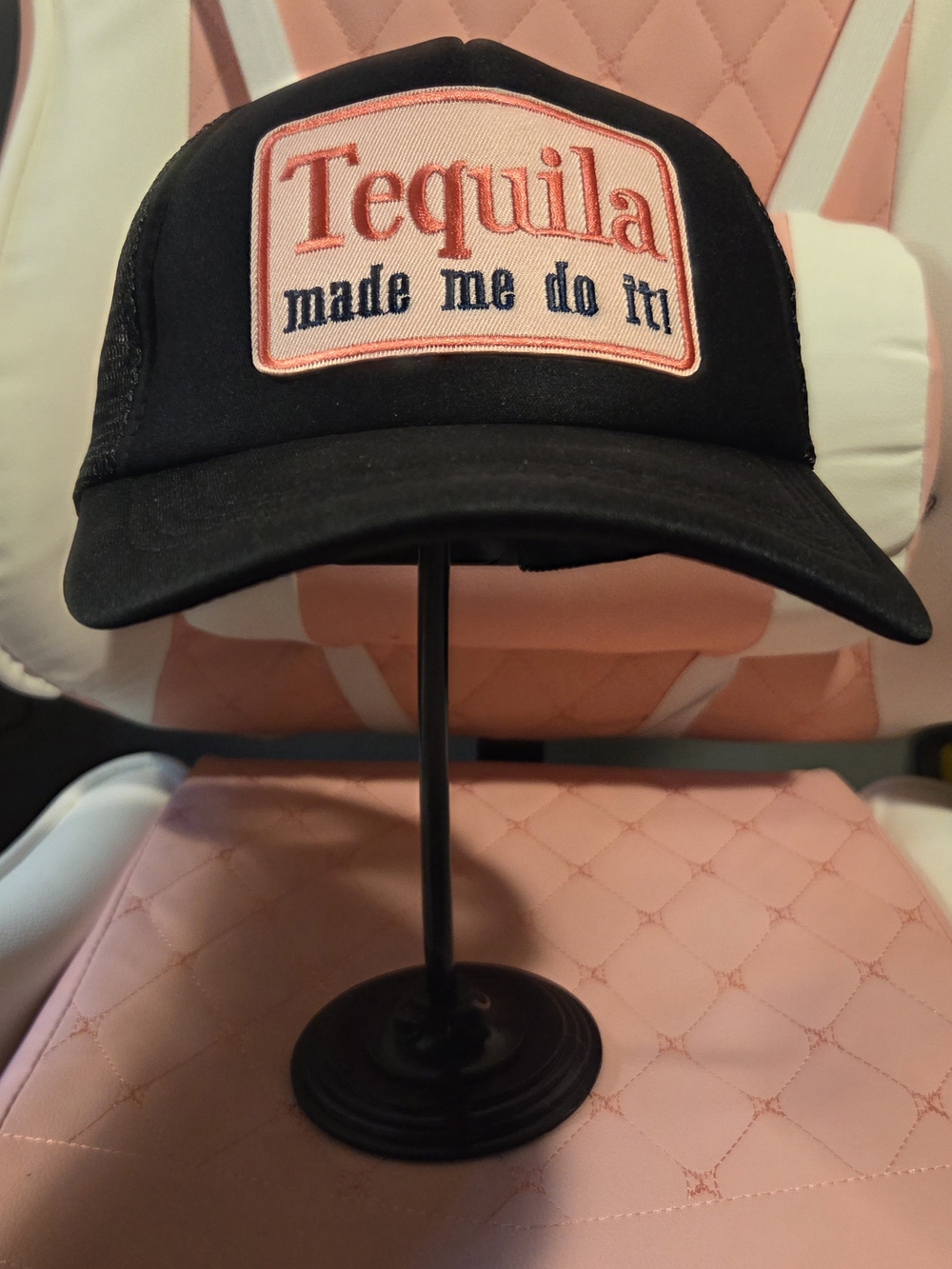 Tequila Made Me Do It Black Trucker Cap